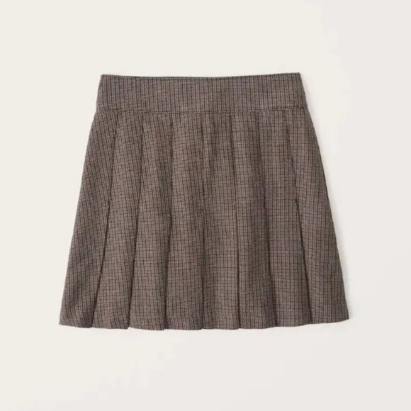 Abercrombie & Fitch Brown Plaid Pleated Mini Skirt size medium preppy 90s fall - Picture 1 of 9